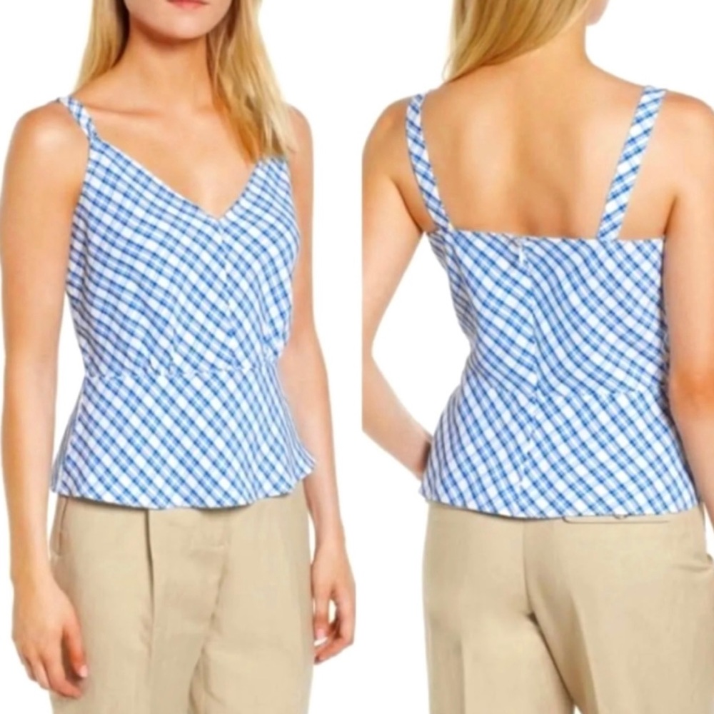 Lewit Sodalite Kasie Check Blue White Tank Top Medium